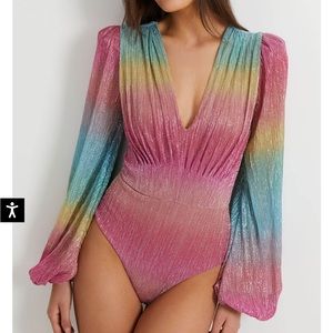 PatBO Prism Lurex Plunge Bodysuit